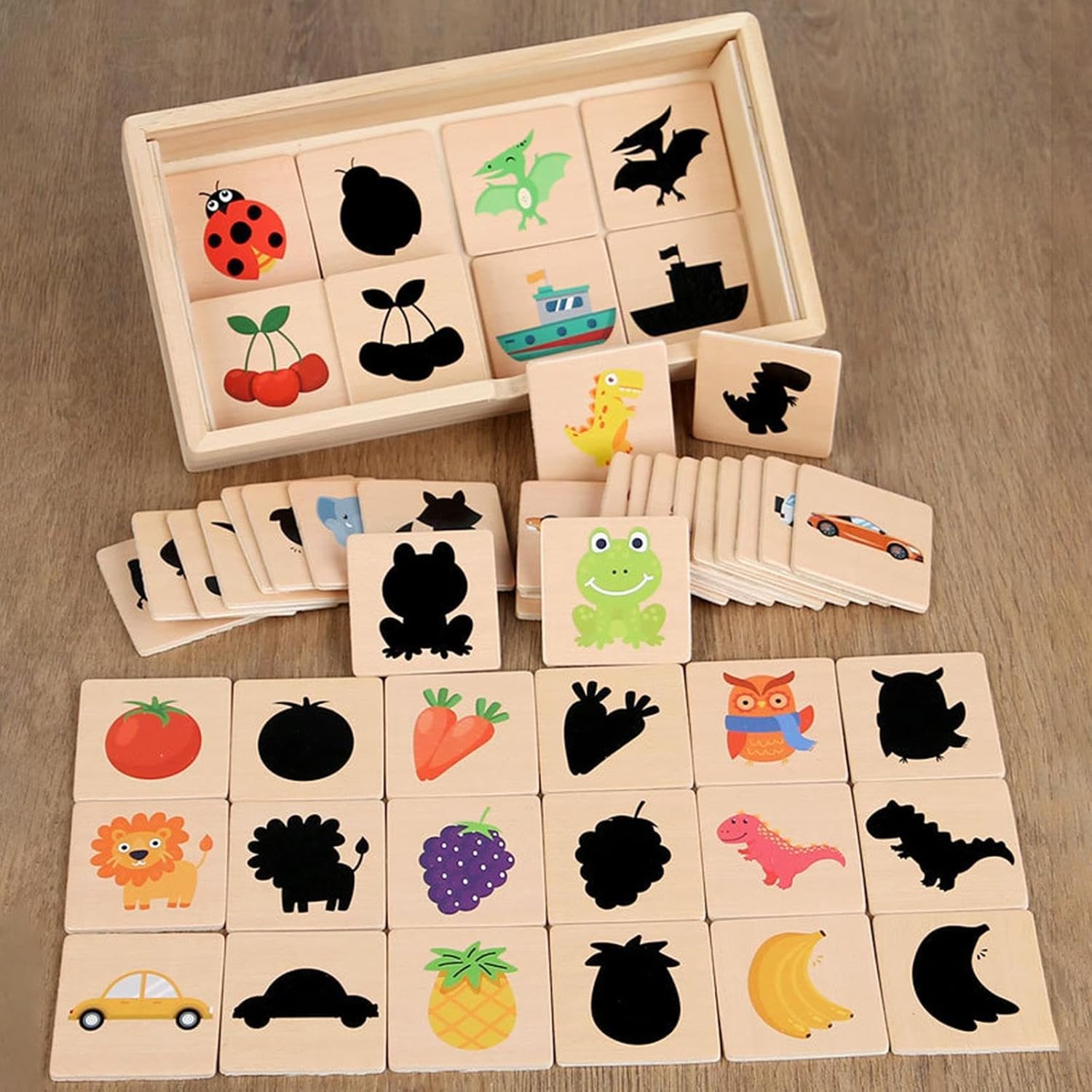 Lyla Juego de Puzle de Sombras de Madera, Juego de Mesa para Niños y Niñas de 3, 4, 5 Años, Niños Pequeños