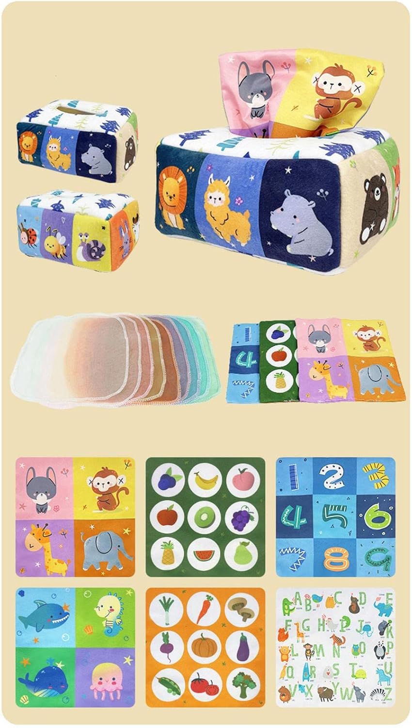 Fidtoy Montessori Tissue Box Toy for Babies – Sensory Pulling Box