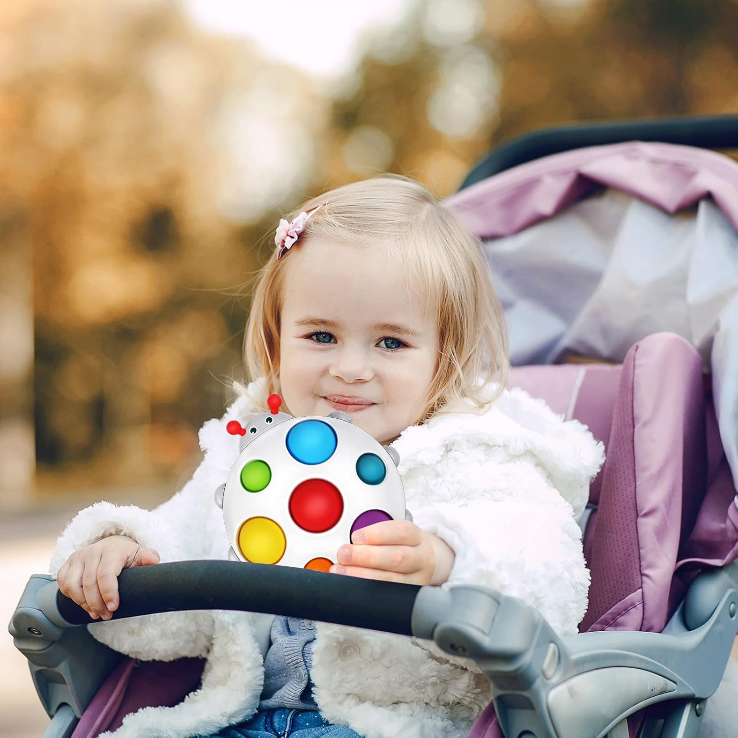 Fidtoy Baby Sensory Pop Toy Silicone Dimple Fidget Toy for Toddlers 6 Months+ Tactile Bubble Board Calm Travel Bath Toy Fine Motor Skills Toy