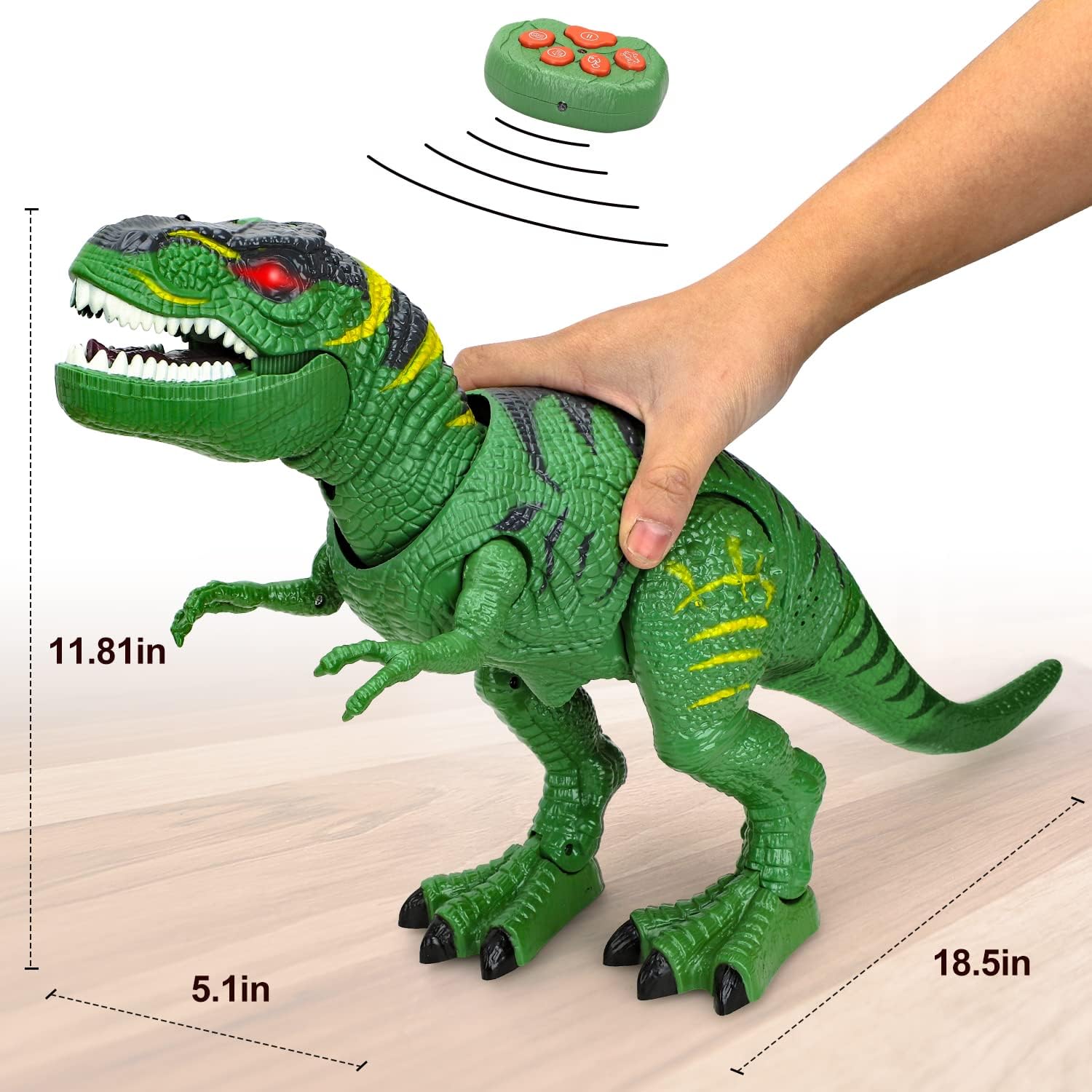Juguete de dinosaurio T-Rex con control remoto Fidtoy y pulverizador de niebla para niños