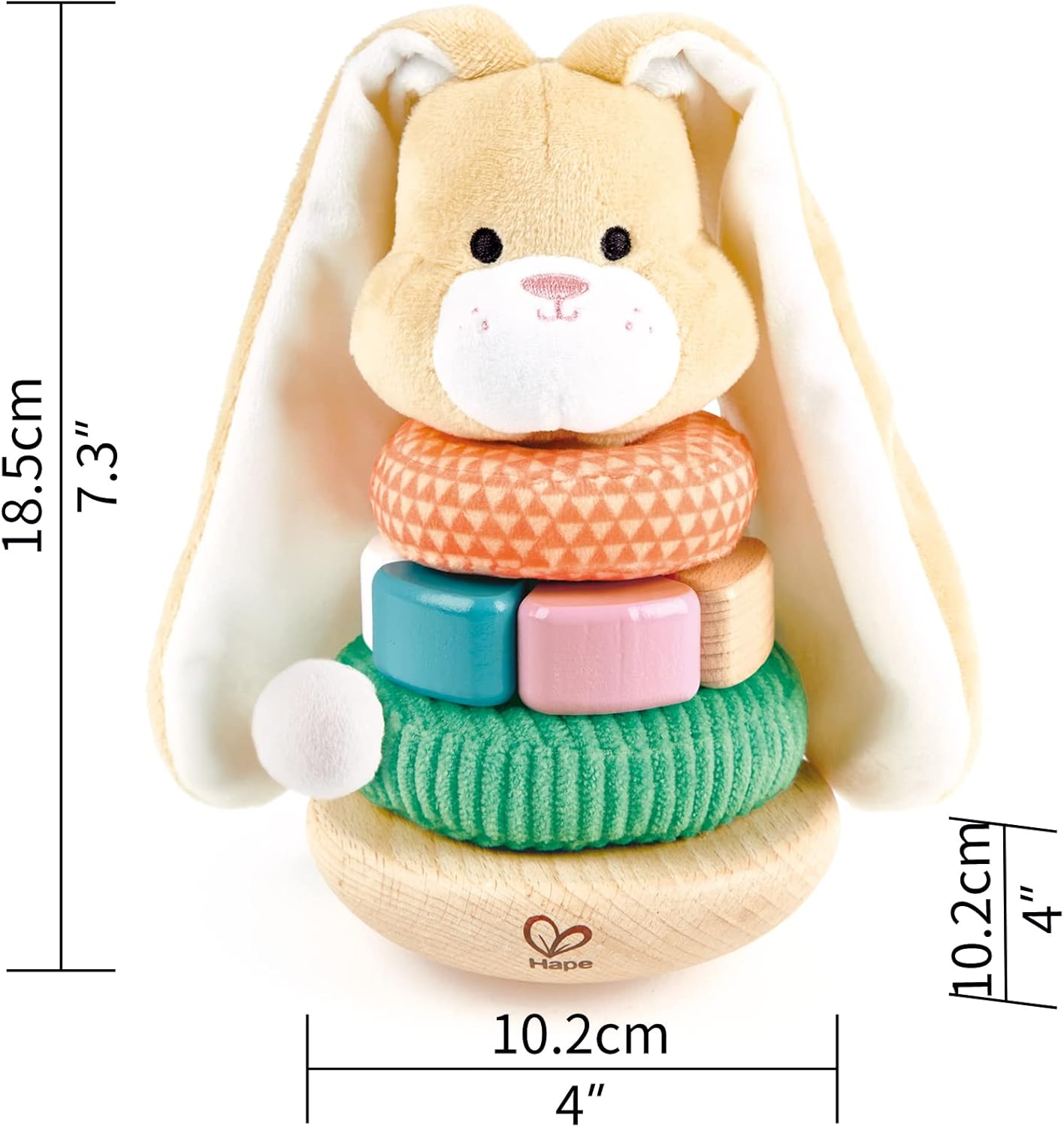 Fidtoy Bunny Stacking Toy Baby Sensory Learning Rings Toy