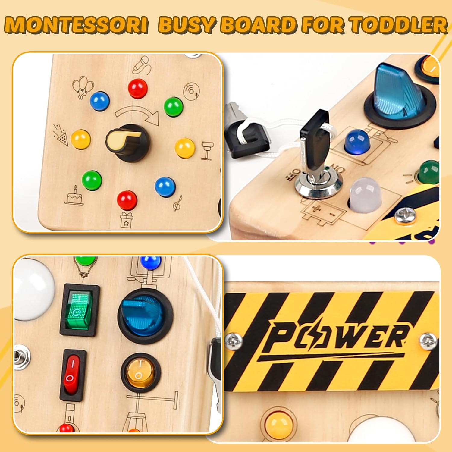 LED Montessori Busy Board - Sensory Learning Toy for Toddlers