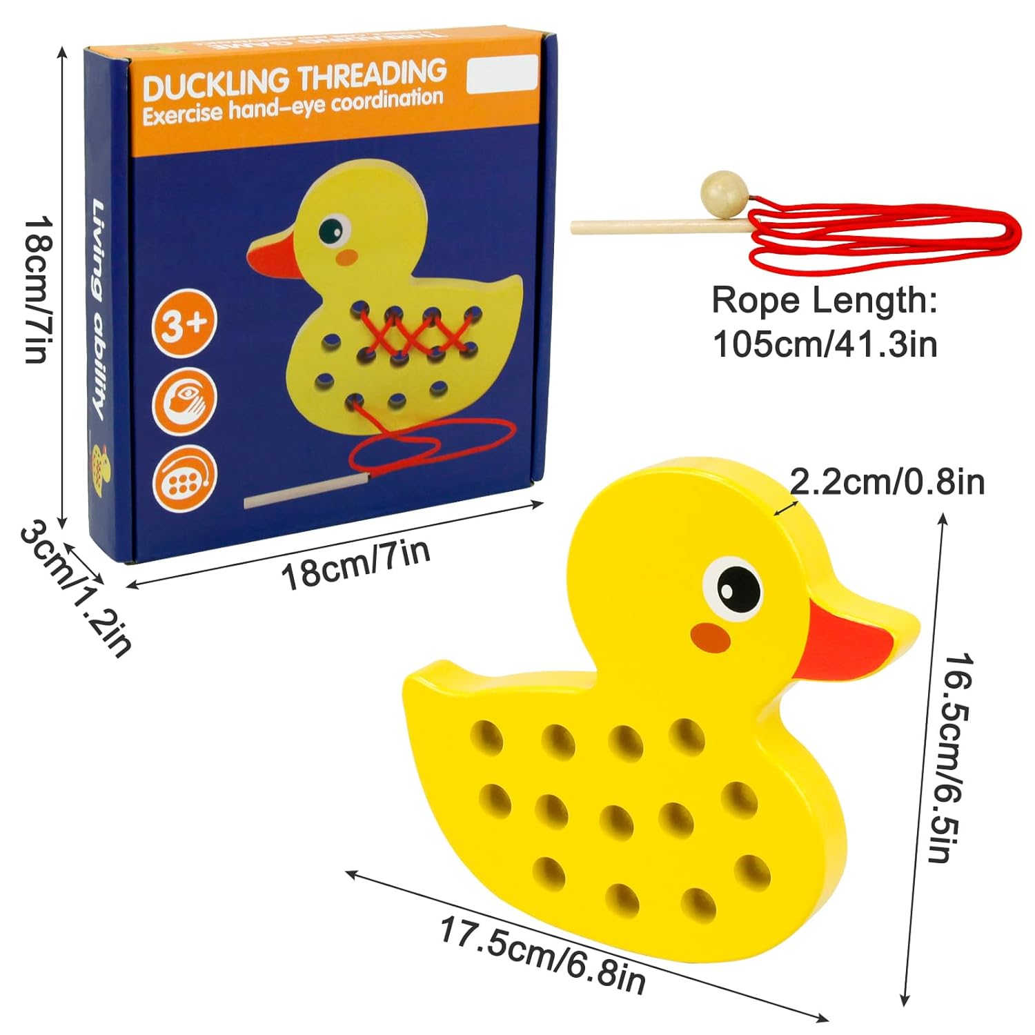Fidtoy Wooden Lacing Toy Montessori Threading Toy for Toddlers Fine Motor Skills Apple Caterpillar Puzzle Travel Toy Educational Learning Toy Gift