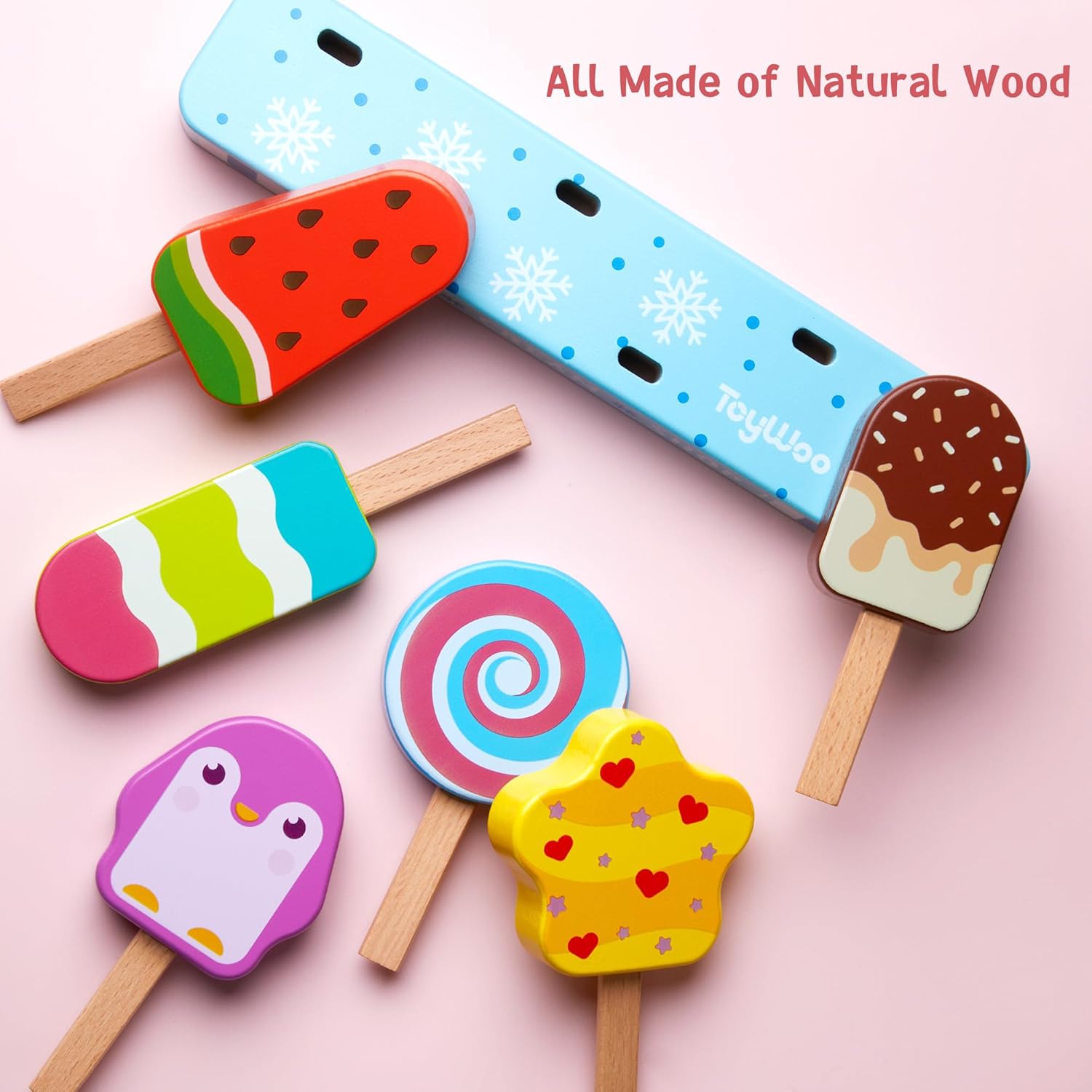 Fidtoy Wooden Ice Cream Set for Toddlers Pretend Play