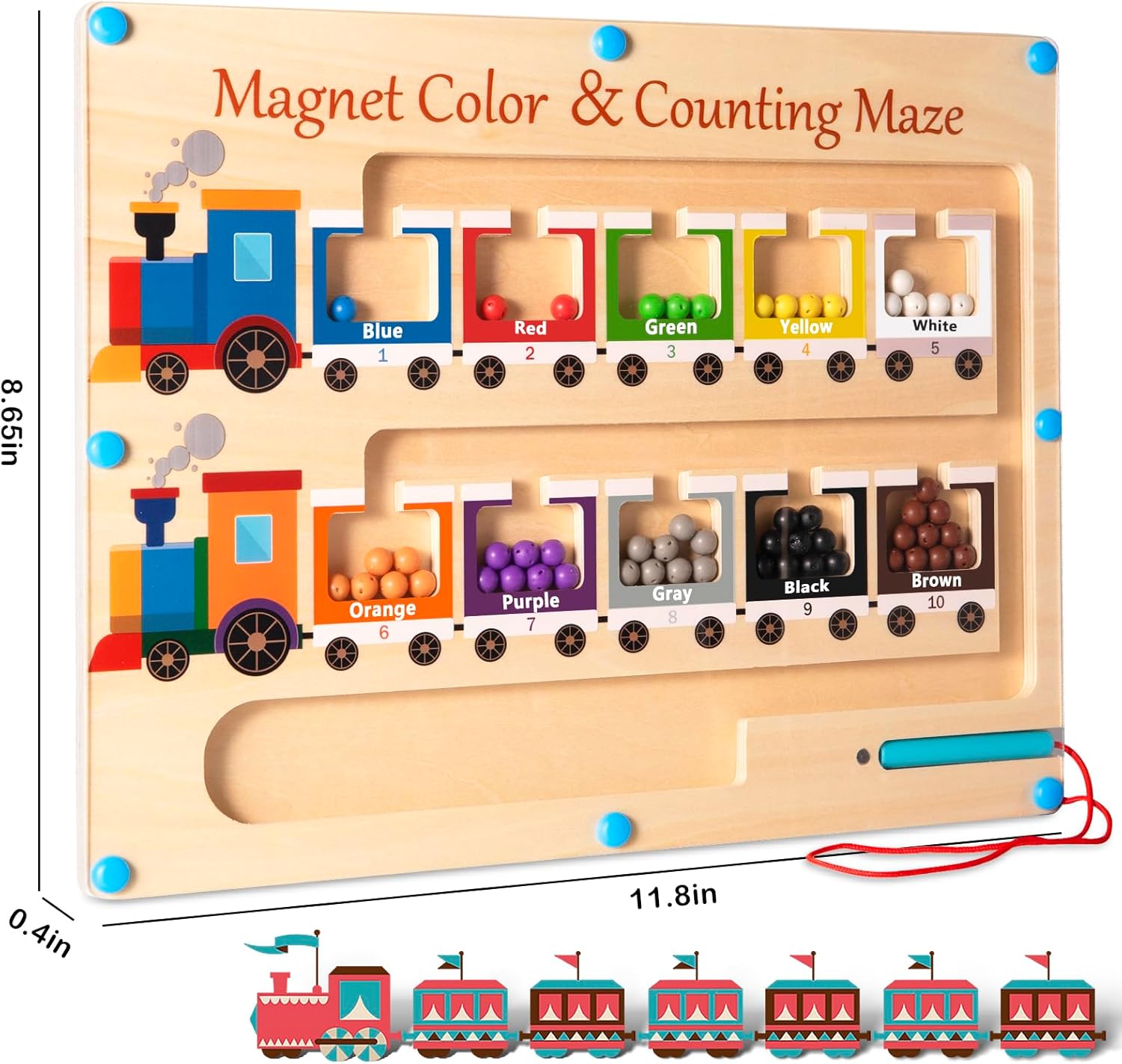 Fidtoy Wooden Toy Train Set Montessori Magnetic Maze Toy for Toddlers