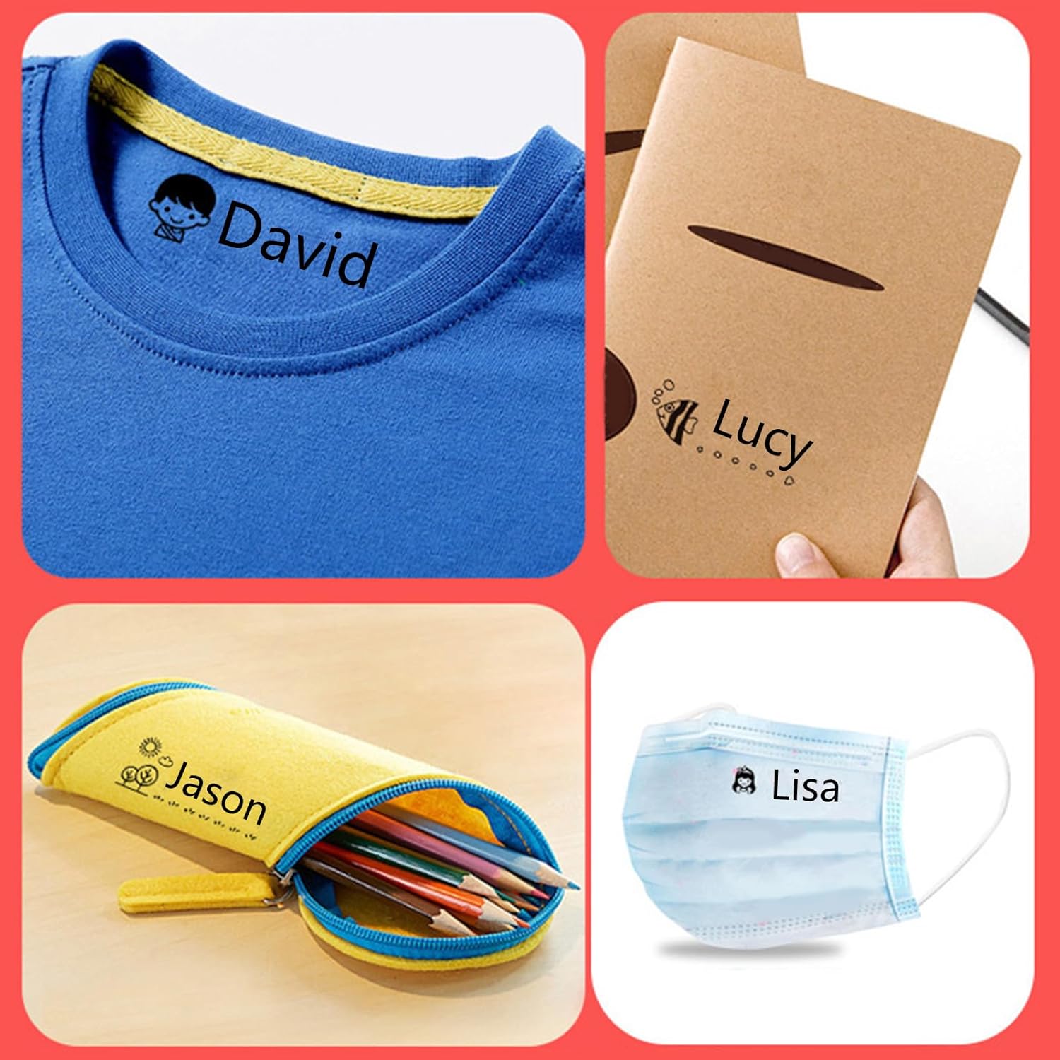 Sello de nombre para ropa Fidtoy – Herramienta personalizada para etiquetar ropa de niños para la escuela y la guardería