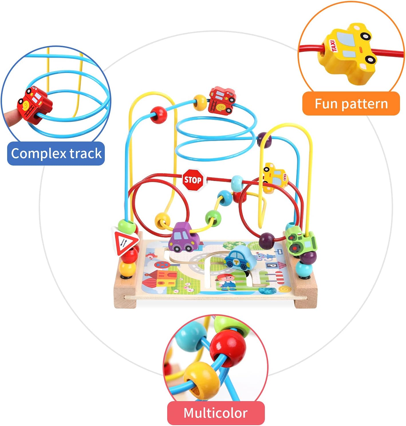 Fidtoy Wooden Bead Maze Toy for Toddlers