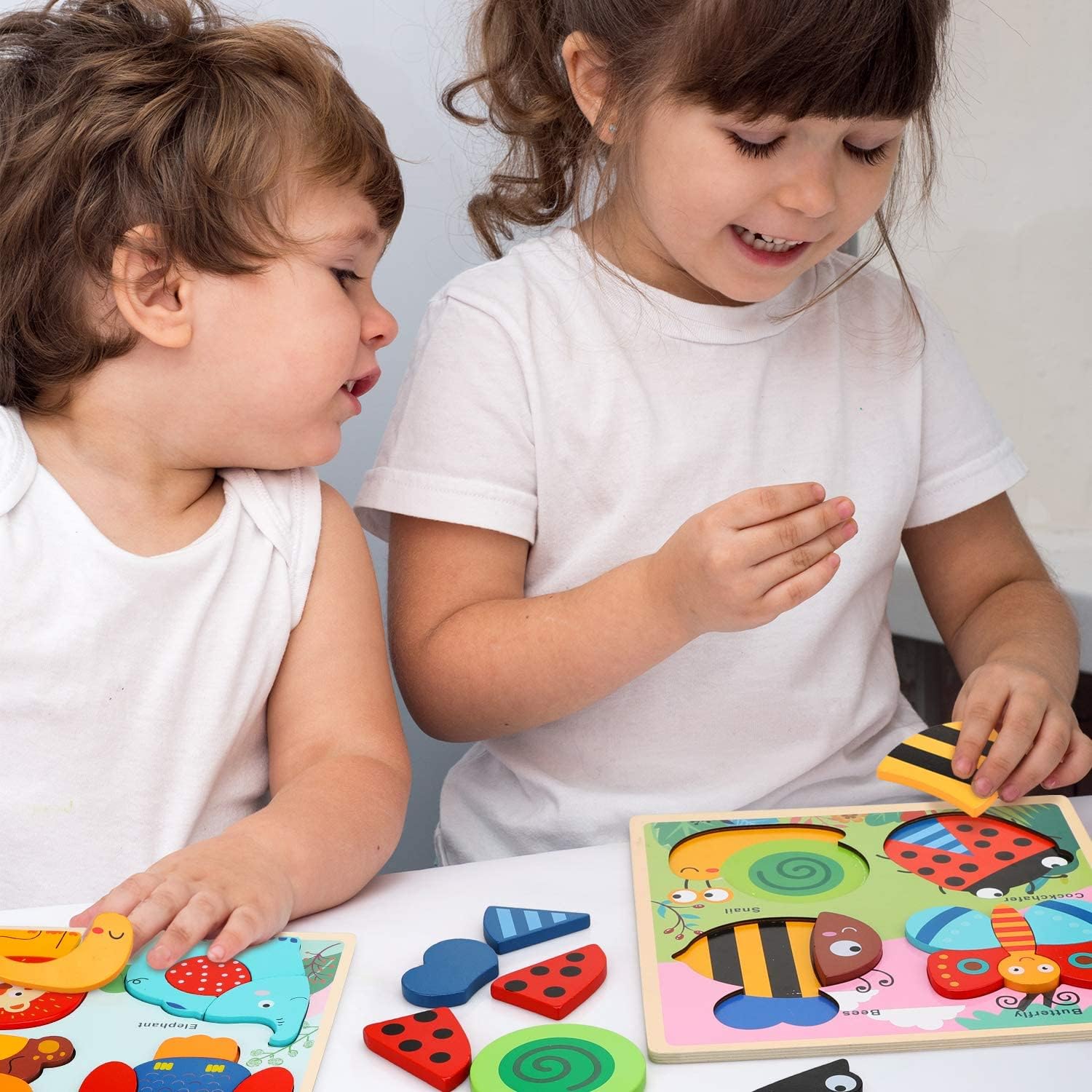 Fidtoy Planche de Puzzle en Bois Animaux pour Tout-petits 1-3 ans