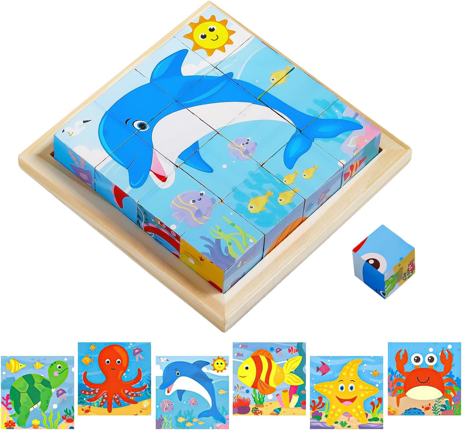 CubePuzzle – Divertido y Educativo – Rompecabezas de Bloques de Madera 3D