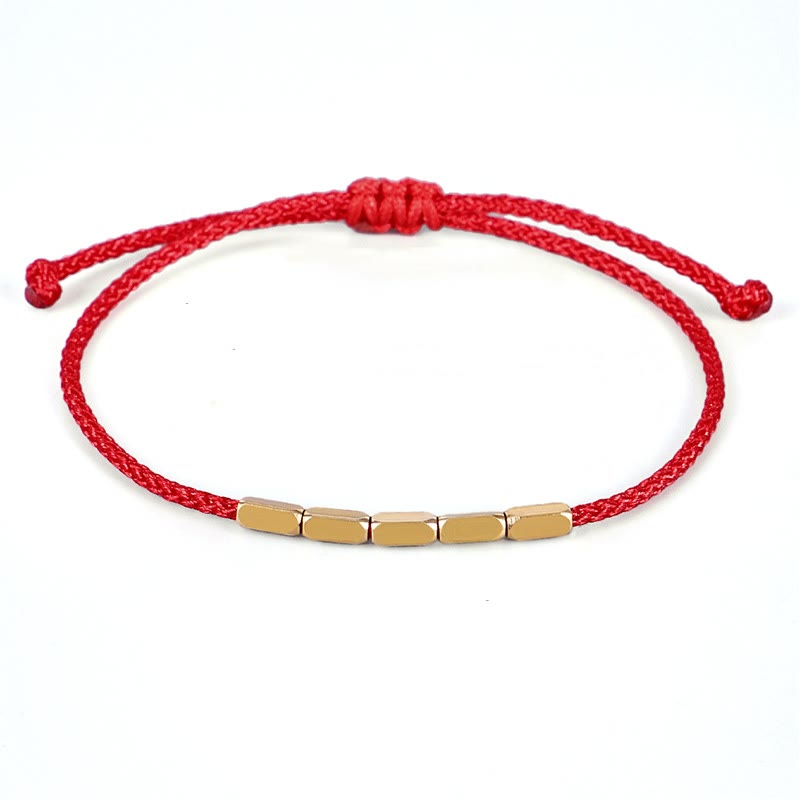 Buddha Stones Handcrafted Copper Bead Protection Braided String Bracelet Bracelet BS Red(Wrist Circumference 14-23cm)