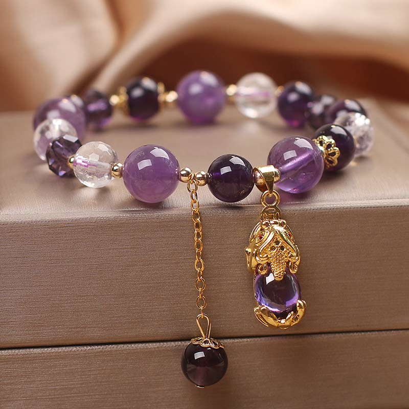 Buddha Stones Natural Amethyst PiXiu Healing Bracelet Bracelet BS 2