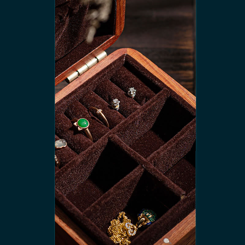 Buddha Stones Antique Flower Leaf Handmade Rosewood Jewelry Storage Box Wooden Gift Organizer Box Jewelry Storage Box BS 11