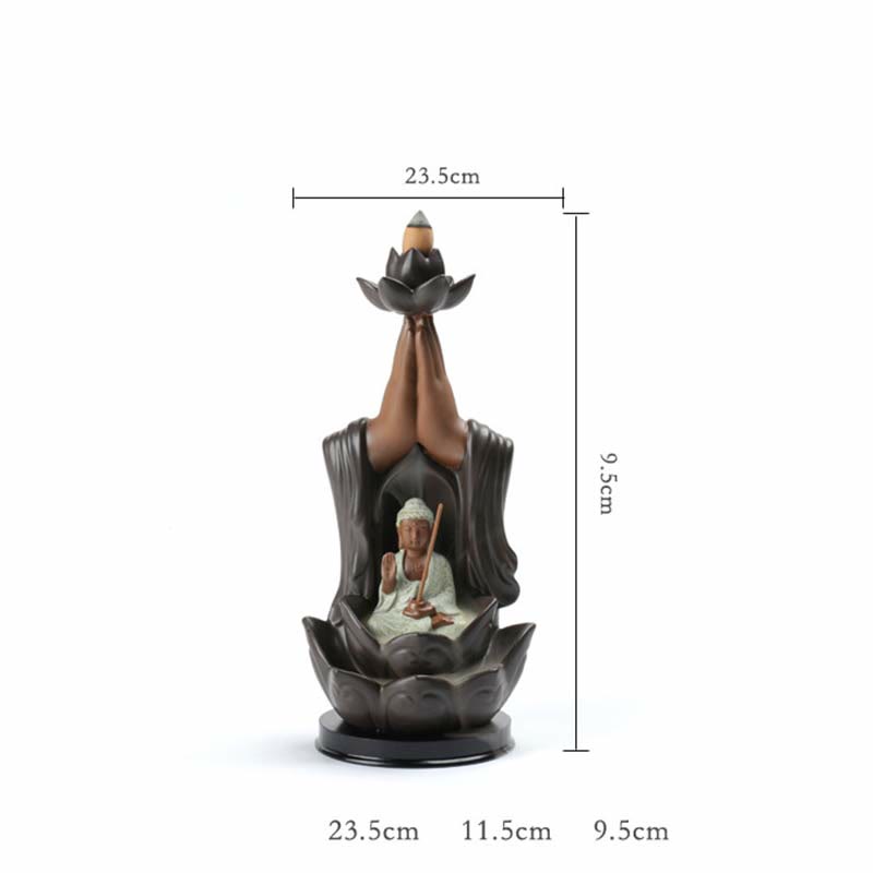 Buddha Stones Buddha Avalokitesvara Chenrezig Ksitigarbha Ceramic Lotus Blessing Backflow Incense Burner Incense Burner BS 10