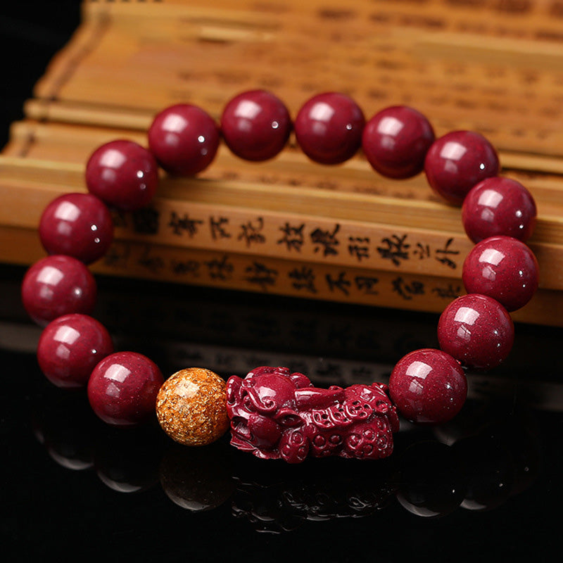 Bracelet calme Pixiu en cinabre tibétain Foviel
