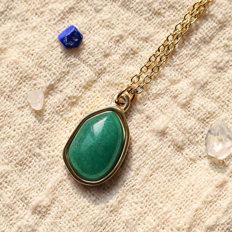 Foviel Natural Green Aventurine Amethyst Rose Quartz Blessing Necklace Pendant