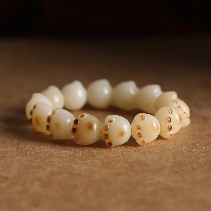 Buddha Stones Cute Lucky Cat Bodhi Seed Cat Paw Harmony Bracelet Bracelet BS Bodhi Seed Cat Paw