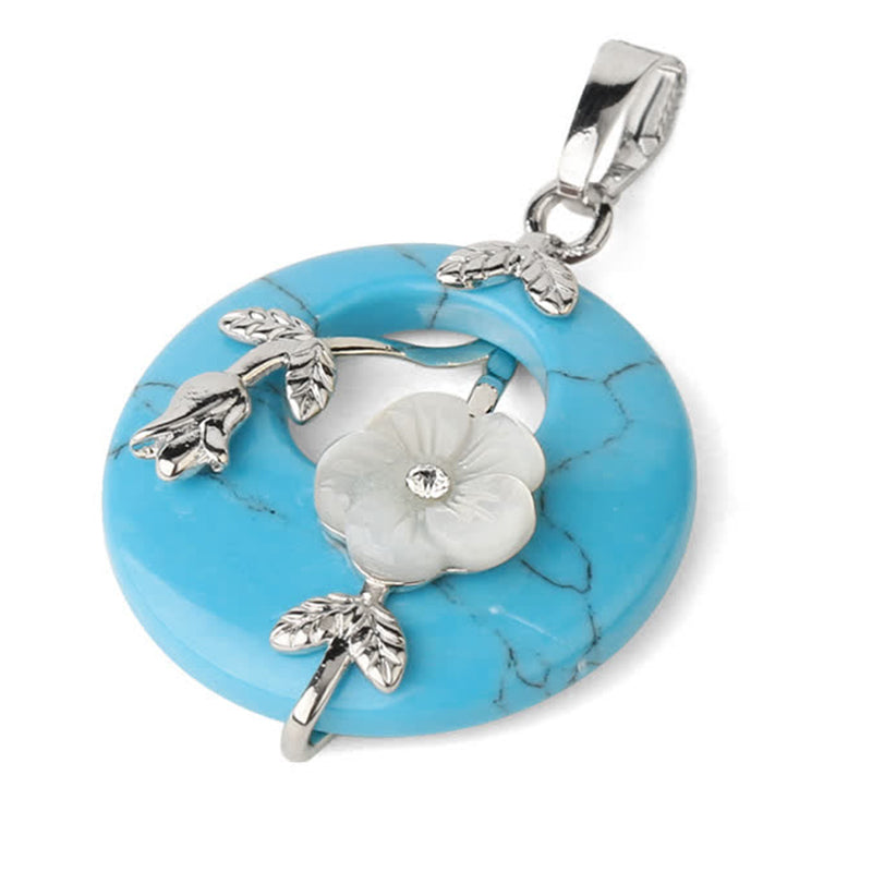 Buddha Stones Various Crystal Amethyst Green Aventurine Flower Healing Necklace Pendant Necklaces & Pendants BS Blue Turquoise
