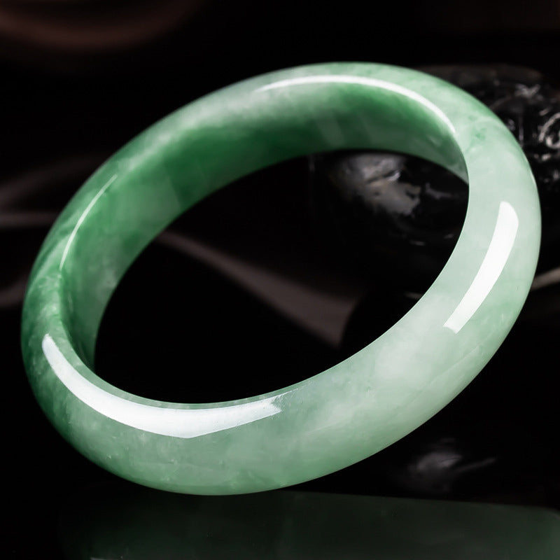 Buddha Stones Natural Jade Fortune Blessing Bangle Bracelet Bracelet BS 5