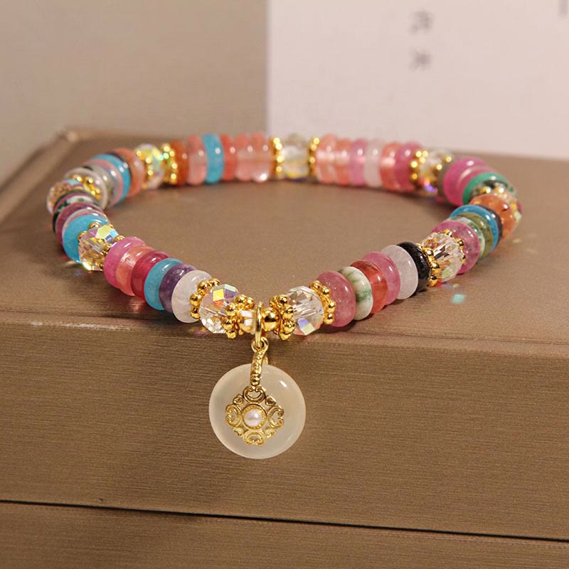 Buddha Stones Various Crystal Peace Buckle Auspicious Bracelet Bracelet BS 1