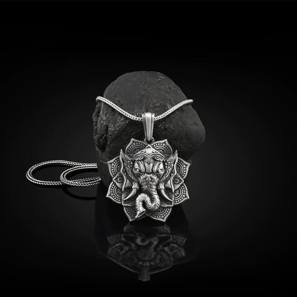 Buddha Stones Pure Tin Ganesh Ganpati Elephant Protection Amulet Necklace Pendant Necklaces & Pendants BS Ganesh Pendant&Keel Chain