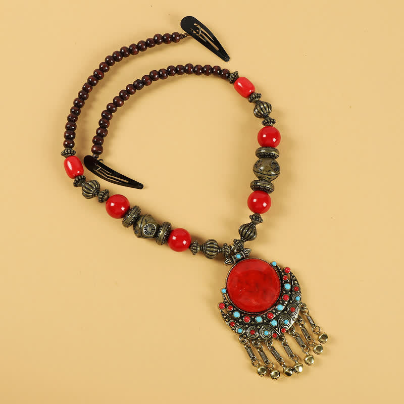 Buddha Stones Tibetan Retro Beads Tassel Hair Decoration Hair Accessories Decorations BS 3