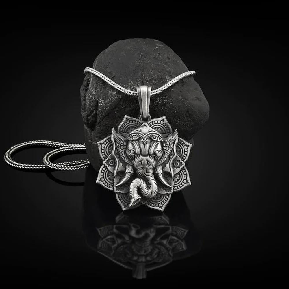 Buddha Stones Pure Tin Ganesh Ganpati Elephant Protection Amulet Necklace Pendant Necklaces & Pendants BS 1