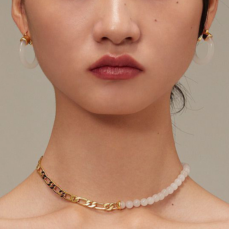 Buddha Stones Round Jade White Jade Prosperity Earrings Earrings BS 11