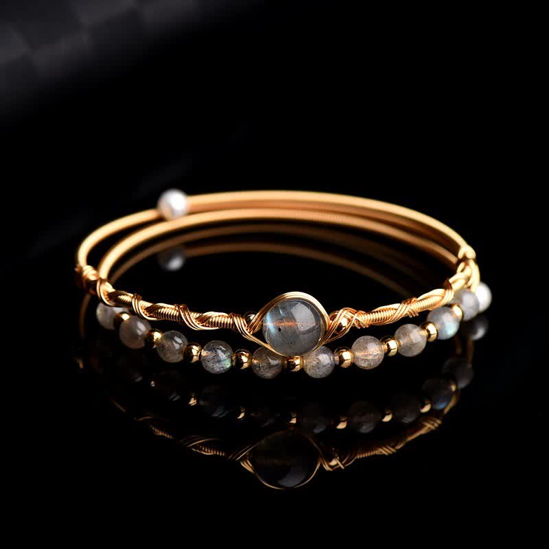 Buddha Stones Moonstone Healing Love Bracelet Bangle Bracelet Bangle BS 2