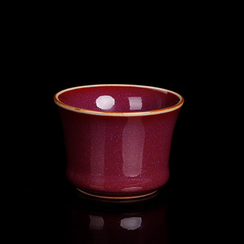Buddha Stones Kiln Change Ceramic Bamboo Design Teacup Kung Fu Tea Cup Cup BS Red 6.3cm*4.5cm*65ml