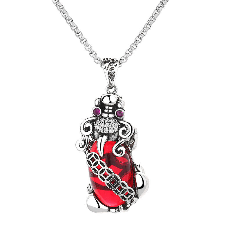 Buddha Stones PiXiu Garnet Copper Coin Wealth Luck Necklace Pendant Necklaces & Pendants BS 4