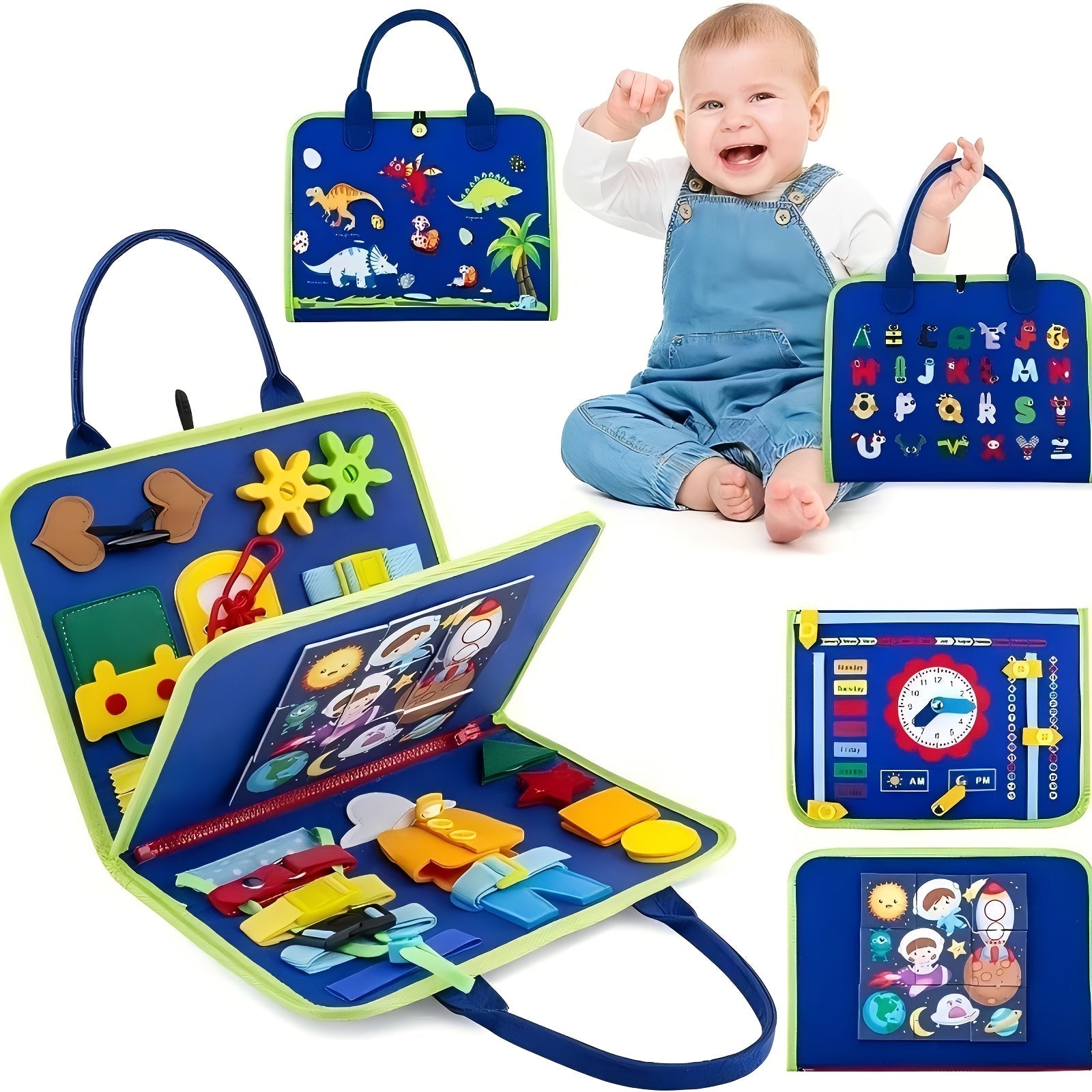 Fidtoy Tablero de Actividades 8 en 1 – Juguete Educativo con Forma de Bolso para Niños Pequeños de 2+ Años