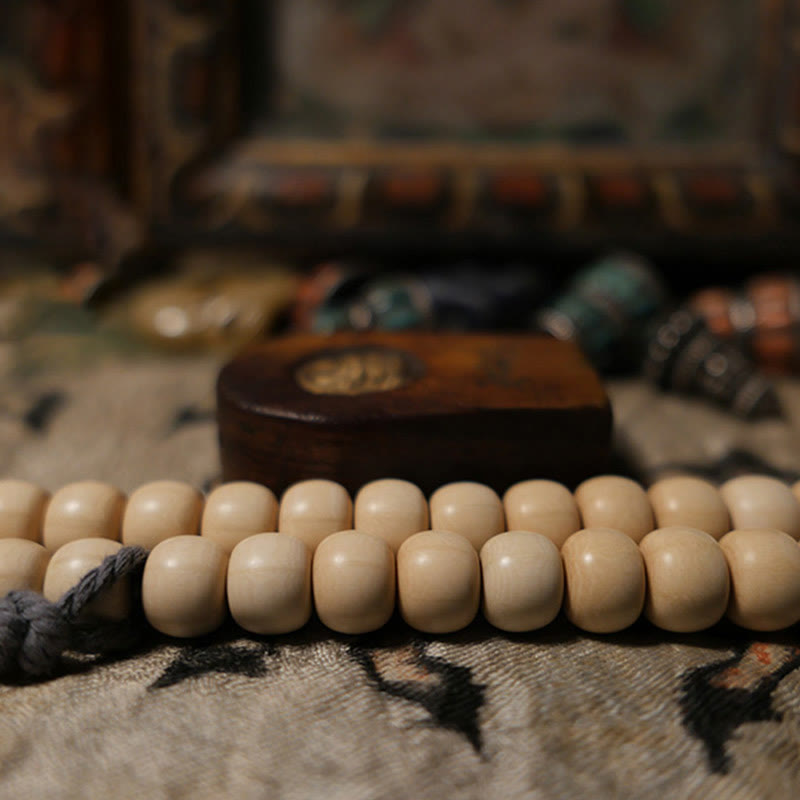 Buddha Stones 108 Mala Beads Abelia Biflora Wood Warding Off Evil Spirits Wrist Mala Mala Bracelet BS 2