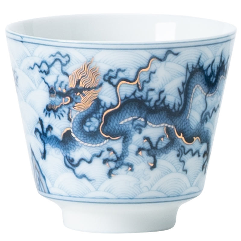 Buddha Stones Small Blue And White Dragon Pattern Ceramic Teacup Kung Fu Tea Cups 45ml Cup BS 13