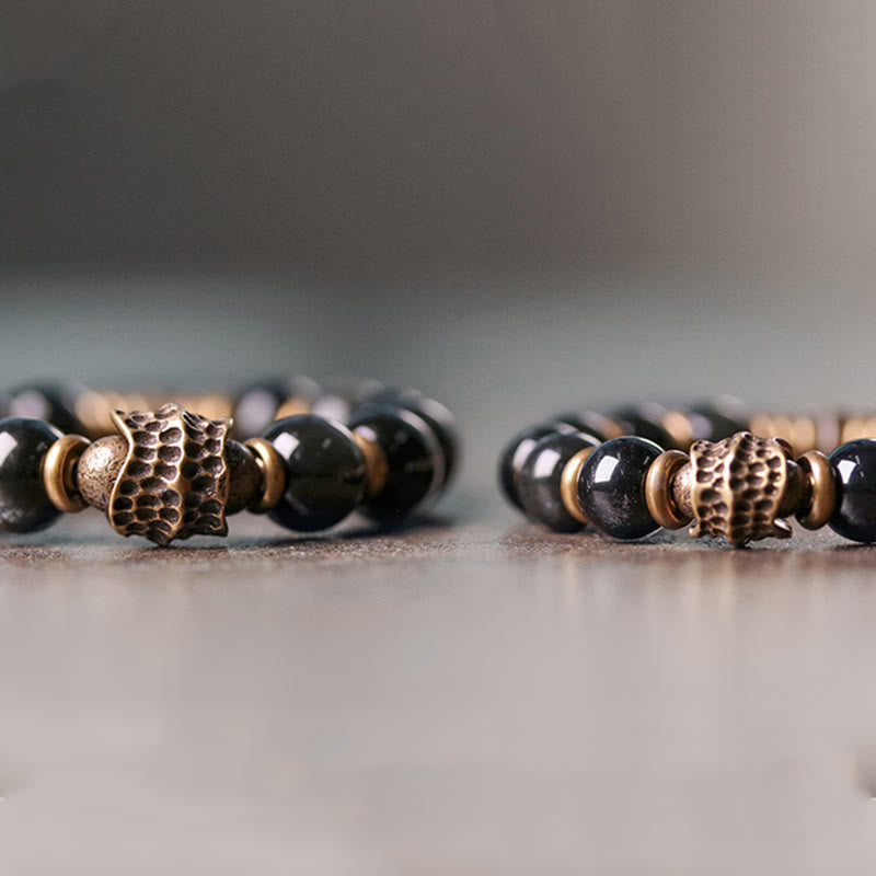Buddha Stones Rainbow Obsidian Copper Love Healing Bracelet Bracelet BS 6