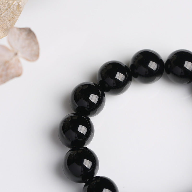 Bracelet porte-bonheur en onyx noir naturel Foviel