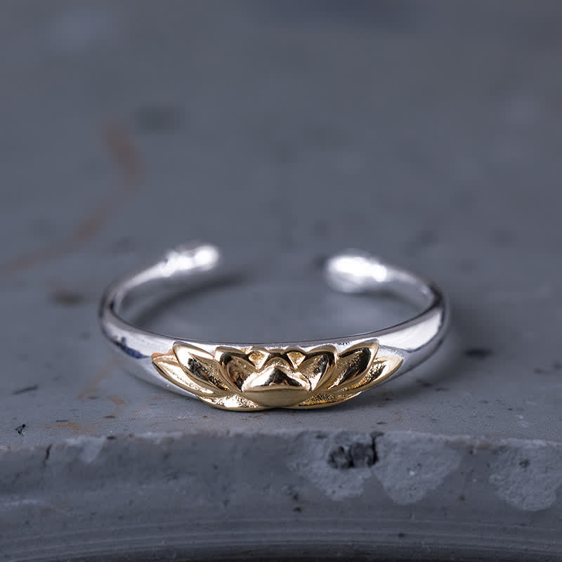 Foviel 925 Sterling Silber Lotus Blume Neuanfang Ring