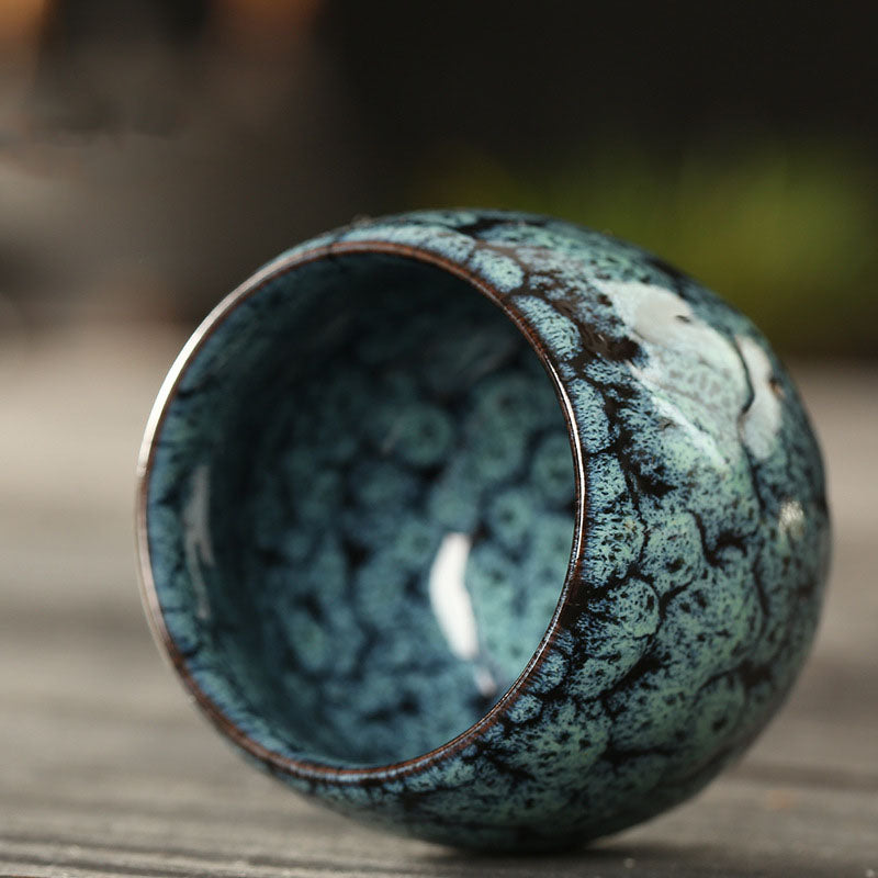 Buddha Stones Simple Multicolored Kiln Change Chinese Jianzhan Ceramic Teacup Kung Fu Tea Cup 110ml Jian Zhan Tea Cup BS 12