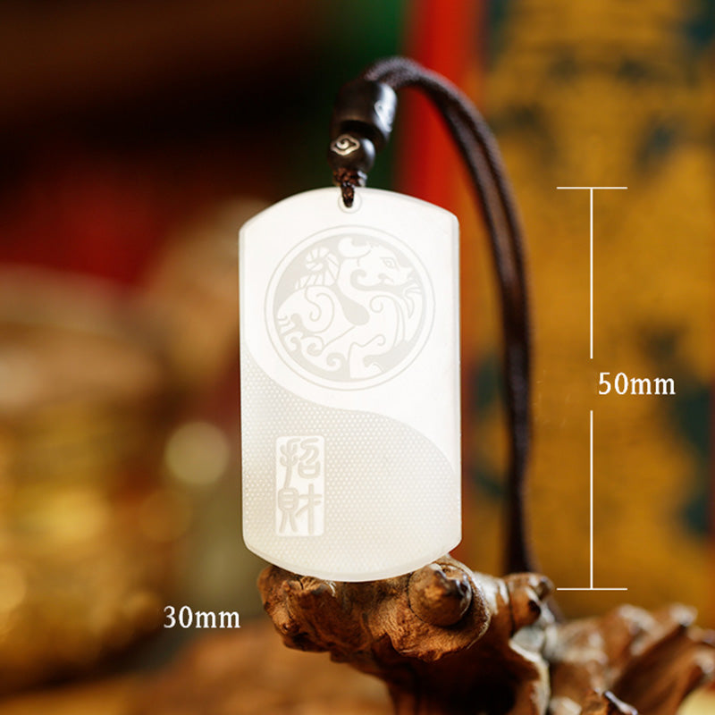 Buddha Stones White Jade PiXiu Yin Yang Luck Protection Necklace Pendant Necklaces & Pendants BS 10