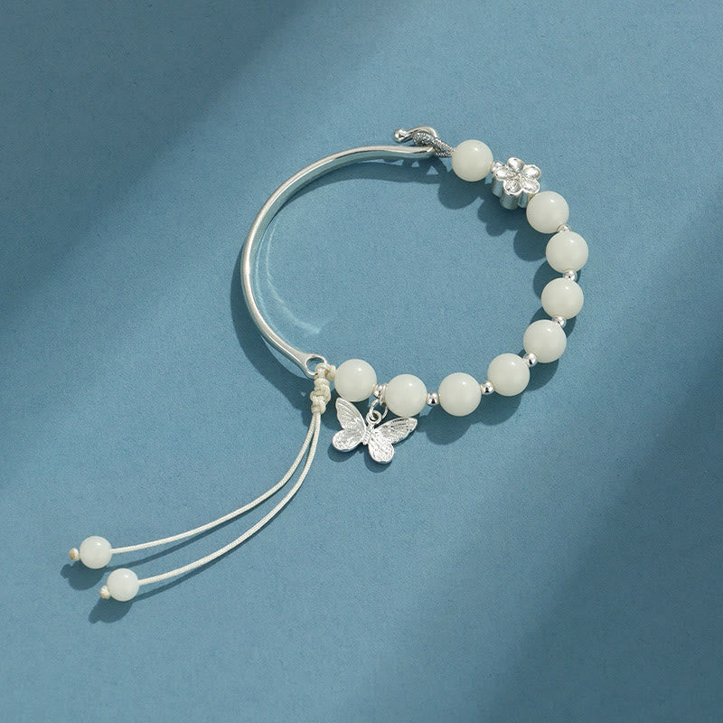 Buddha Stones Bodhi Seed Butterfly Lotus Luck Wealth Bracelet Bangle Bracelet BS 4