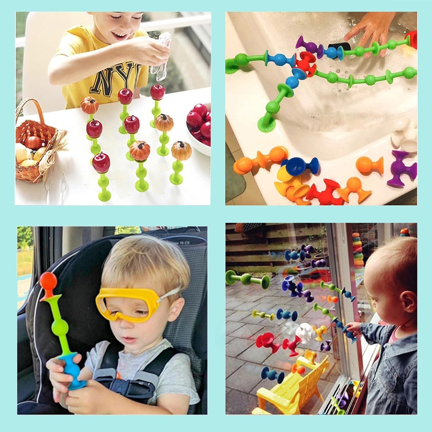 Fidtoy Suction Building Blocks Construction Toy 90 Pieces for Kids Ages 3-8, Silicone Suction Cup Blocks Set, Colorful Creative STEM Building Toy for Fine Motor Skills and Imaginative Play