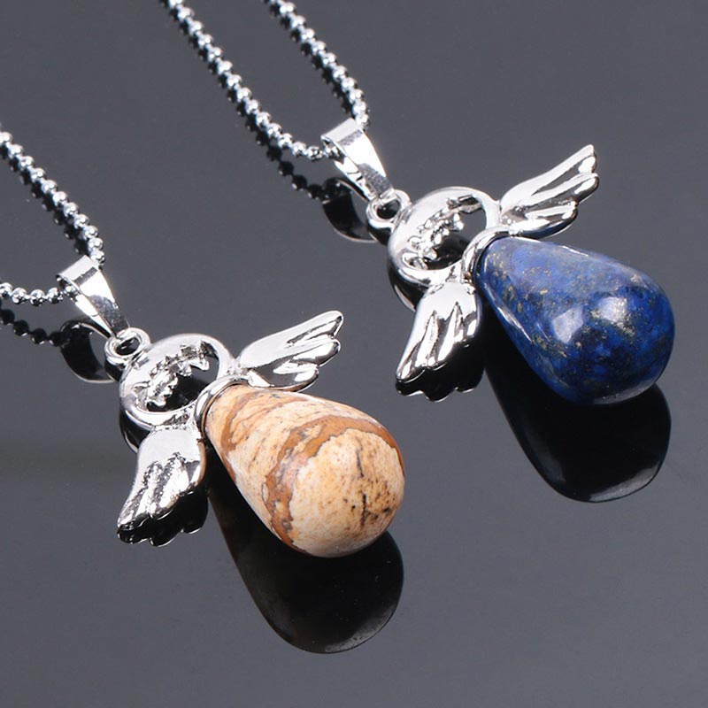 Buddha Stones Little Angel Wings Natural Crystal Luck Necklace Pendant - image 31