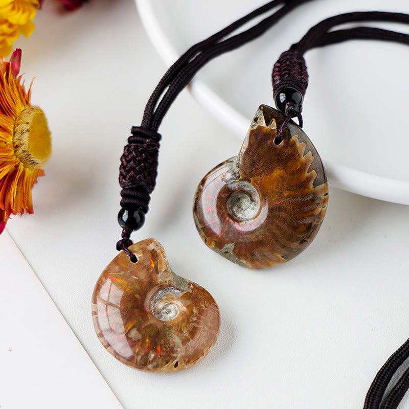Buddha Stones Natural Ammonite Fossil Snail Pattern Meditation Healing Necklace Pendant Necklaces & Pendants BS Ammonite(Meditation♥Healing)