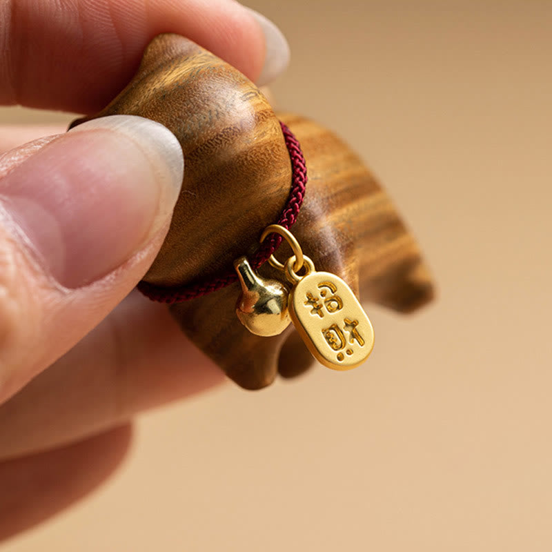 Buddha Stones Ebony Wood Green Sandalwood Lucky Cat Fu Character Lucky Fortune Bell Balance Car Hanging Decoration Car Hanging Decoration BS 13