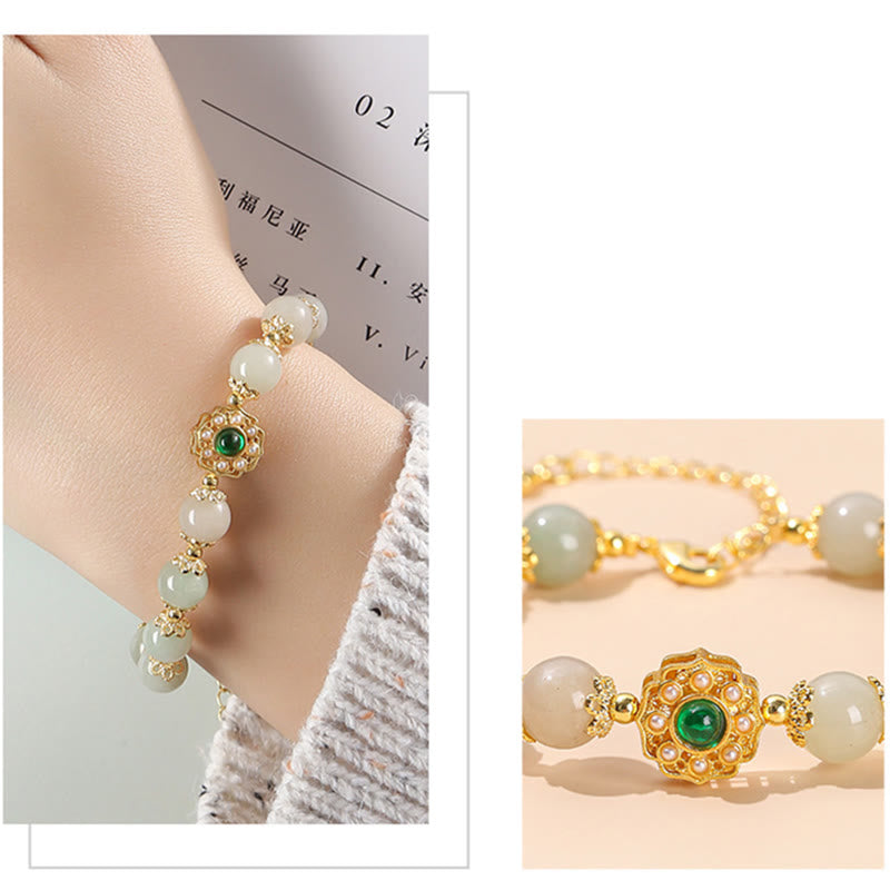 Buddha Stones Natural Jade Prosperity Bead Chain Bracelet Bracelet BS 8