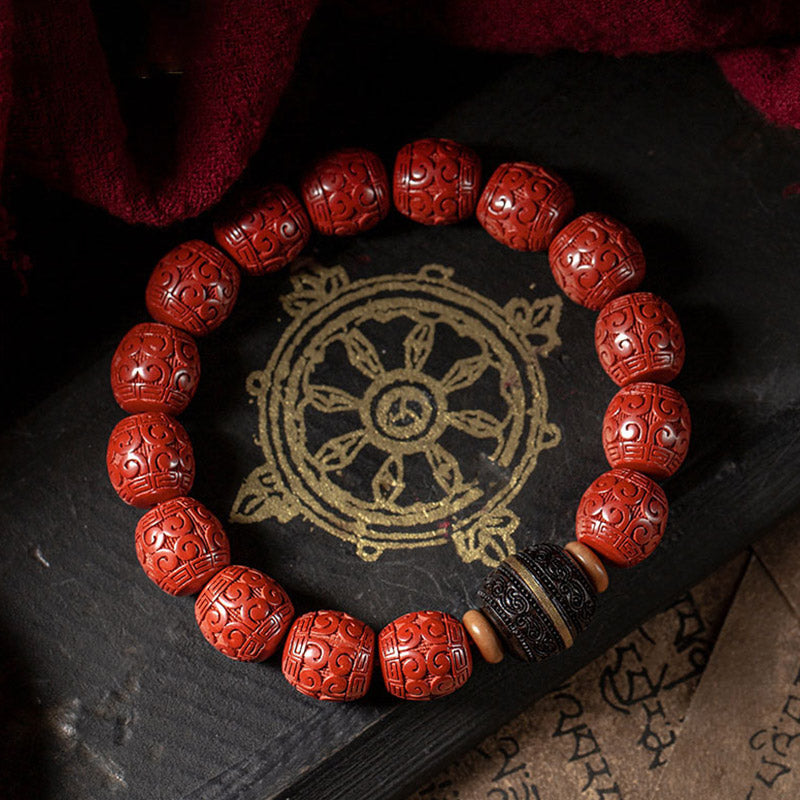 Buddha Stones Natural Cinnabar Ebony Calm Blessing Bracelet Bracelet BS 10