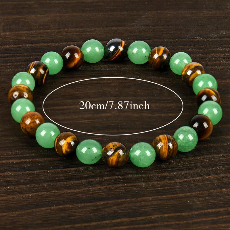 Foviel Green Aventurine & Tiger's Eye Alternating Bead Bracelet