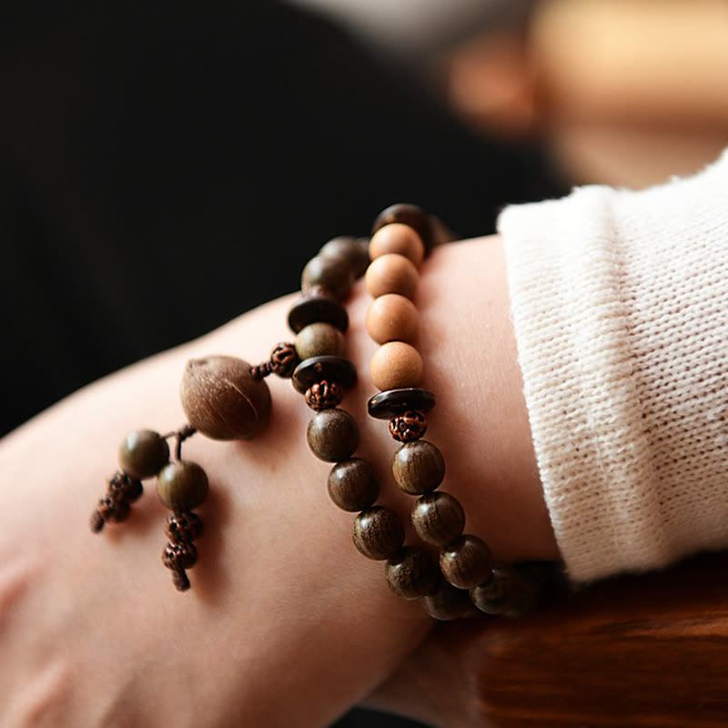 Buddha Stones Tibetan Sandalwood Protection Charm Mala Bracelet Mala Bracelet BS 2