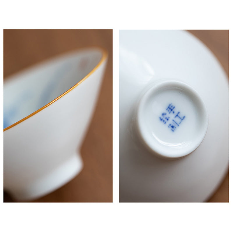 Buddha Stones Mandala Flower Koi Fish Lotus Bird Persimmons Teacup Kung Fu Tea Cup 50ml Cup BS 18