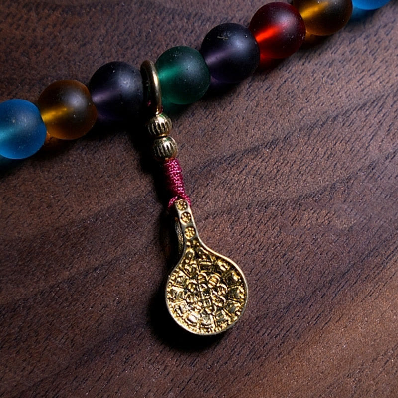 Buddha Stones Tibetan 108 Mala Beads Multicolored Liuli Glass Bead Chinese Zodiac Nine Palaces Eight Diagrams Charm Bracelet Mala Bracelet BS 10