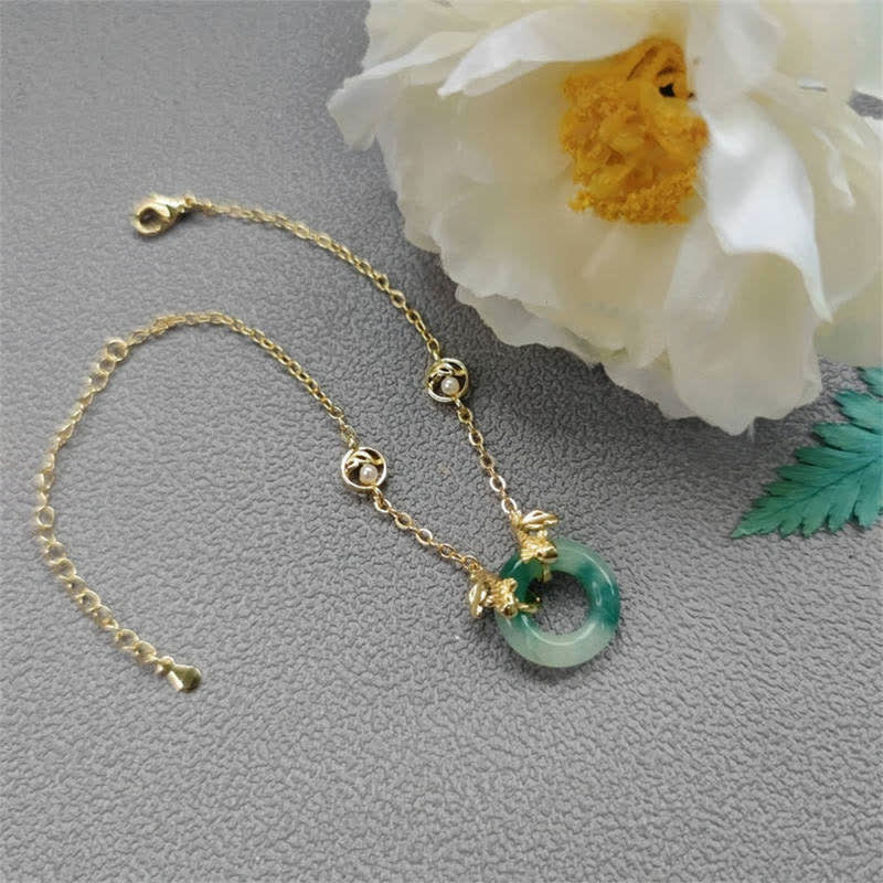 Buddha Stones Cyan Jade Koi Fish Healing Harmony Bracelet Bracelet BS 8